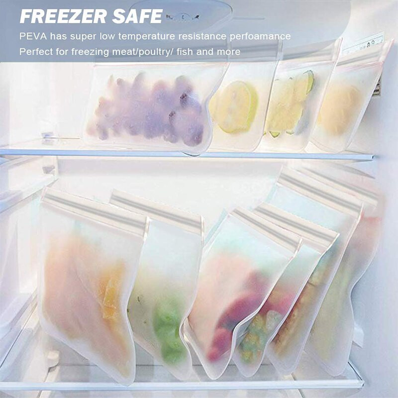 6/12 balení Ziplock opakovane použiteľných vreciek na skladovanie potravín, BPA zadarmo, nepriepustné občerstvovacie vrecká na obed, mrazničku, ovocie, FDA triedy, vrecko na skladovanie potravín
