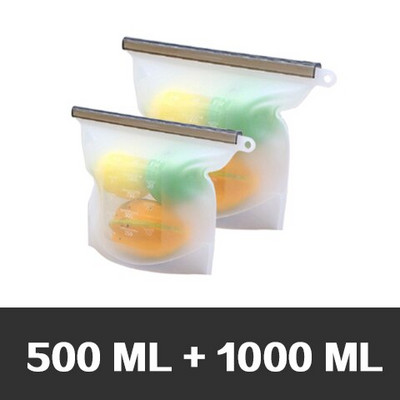 Silikonske vrećice za pohranu hrane za višekratnu upotrebu u 3 veličine, hermetički zatvorena vrećica za spremnik za čuvanje hrane za svježinu povrća i voća