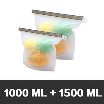 Silikonske vrećice za pohranu hrane za višekratnu upotrebu u 3 veličine, hermetički zatvorena vrećica za spremnik za čuvanje hrane za svježinu povrća i voća