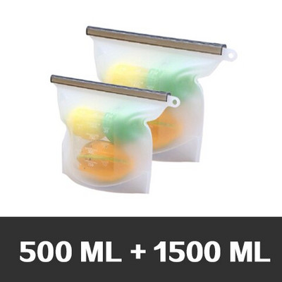 Silikonske vrećice za pohranu hrane za višekratnu upotrebu u 3 veličine, hermetički zatvorena vrećica za spremnik za čuvanje hrane za svježinu povrća i voća