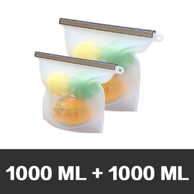 Silikonske vrećice za pohranu hrane za višekratnu upotrebu u 3 veličine, hermetički zatvorena vrećica za spremnik za čuvanje hrane za svježinu povrća i voća