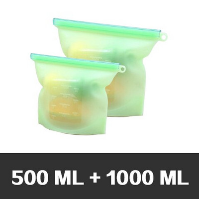 Silikonske vrećice za pohranu hrane za višekratnu upotrebu u 3 veličine, hermetički zatvorena vrećica za spremnik za čuvanje hrane za svježinu povrća i voća