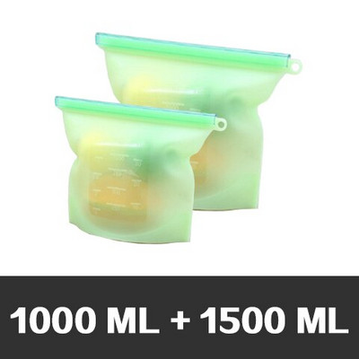 Silikonske vrećice za pohranu hrane za višekratnu upotrebu u 3 veličine, hermetički zatvorena vrećica za spremnik za čuvanje hrane za svježinu povrća i voća