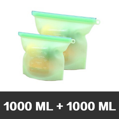 Silikonske vrećice za pohranu hrane za višekratnu upotrebu u 3 veličine, hermetički zatvorena vrećica za spremnik za čuvanje hrane za svježinu povrća i voća