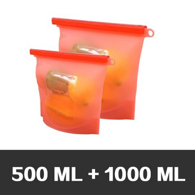 Silikonske vrećice za pohranu hrane za višekratnu upotrebu u 3 veličine, hermetički zatvorena vrećica za spremnik za čuvanje hrane za svježinu povrća i voća