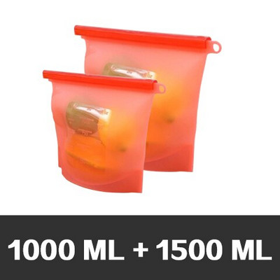 Silikonske vrećice za pohranu hrane za višekratnu upotrebu u 3 veličine, hermetički zatvorena vrećica za spremnik za čuvanje hrane za svježinu povrća i voća