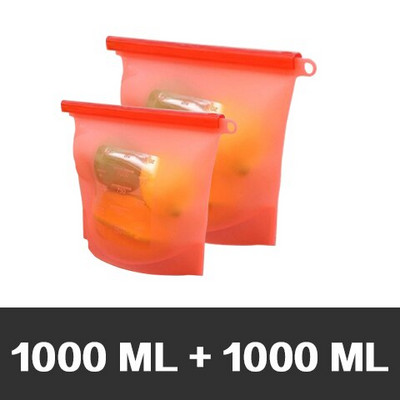 Silikonske vrećice za pohranu hrane za višekratnu upotrebu u 3 veličine, hermetički zatvorena vrećica za spremnik za čuvanje hrane za svježinu povrća i voća