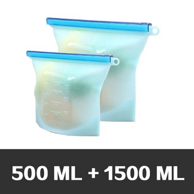 Silikonske vrećice za pohranu hrane za višekratnu upotrebu u 3 veličine, hermetički zatvorena vrećica za spremnik za čuvanje hrane za svježinu povrća i voća