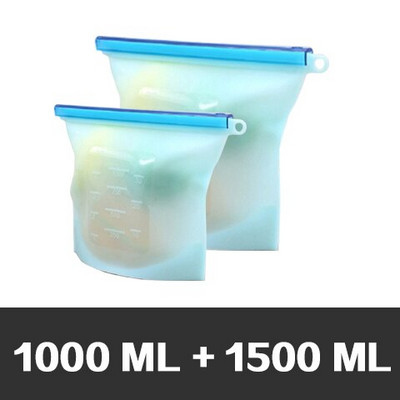 Silikonske vrećice za pohranu hrane za višekratnu upotrebu u 3 veličine, hermetički zatvorena vrećica za spremnik za čuvanje hrane za svježinu povrća i voća