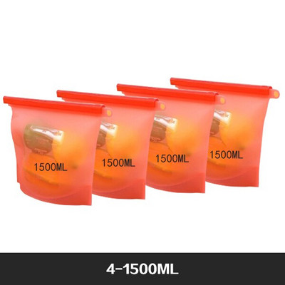 Vrećice za pohranu hrane za višekratnu upotrebu Bez BPA Paket od 4 paketa sa patentnim zatvaračem Set silikonskih vrećica za hranu za zamrzivač i mikrovalnu perivu vrećicu za ručak sa patent zatvaračem