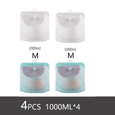 Pungă reutilizabilă de depozitare a alimentelor din silicon pentru pungă din silicon pentru alimente Saci de congelator etanși cu fermoar cu indicator de timp sac de bucătărie