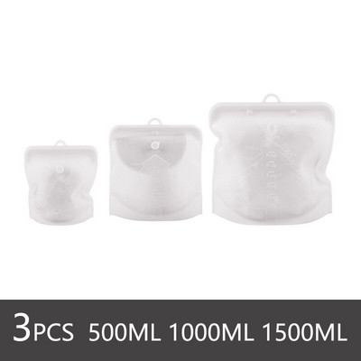 Pungă reutilizabilă de depozitare a alimentelor din silicon pentru pungă din silicon pentru alimente Saci de congelator etanși cu fermoar cu indicator de timp sac de bucătărie