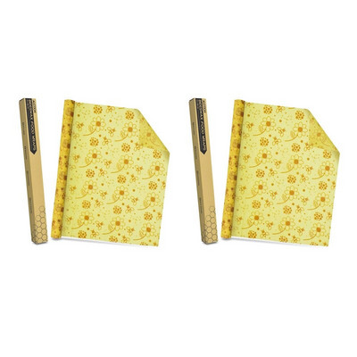 2X méhviaszos élelmiszercsomagolás tekercs, újrafelhasználható méhpempő, újrafelhasználható műanyag fólia Alternatív környezetbarát élelmiszertárolás frissen tartja