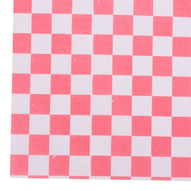 500 bucăți de hârtie în carouri pentru coș de bomboane, pentru împachetat alimentar, respingător pentru grăsimi, ambalaj pentru burgeri, roșu și alb