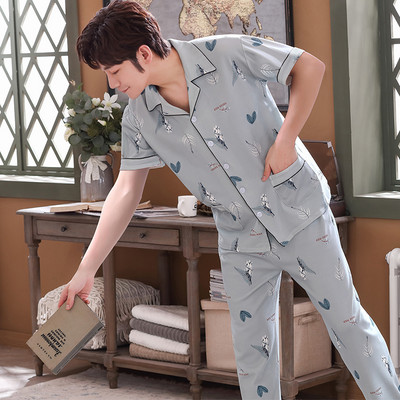 Pijamale de primăvară pentru bărbați cu mânecă scurtă