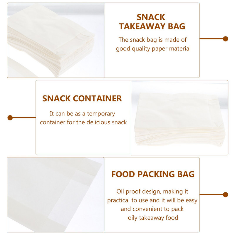 Vrećice Papirnate vrećice Ambalaža otporna na masnoću Omotovi za slatkiše Pseće vruće sendviče za ponijeti Skladištenje zalogaja Uzorci zamotavanja kolačića za ručak
