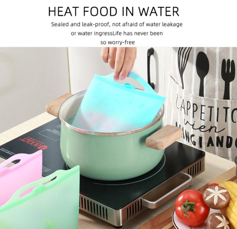 Силиконова чанта за храна Матирана чанта за консервиране на храна Херметична чанта за зеленчуци и плодове Вакуумно запечатана торба за съхранение на свежест