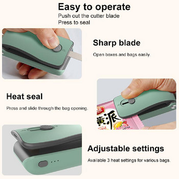 Mini Bag Sealer Handheld Package Sealer Heat Food Close Bags Φορητή μηχανή σφράγισης Θερμική σακούλα Sealer αποθήκευση τροφίμων Κουζίνα