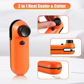 Μίνι οικιακής συσκευασίας Heat Sealer 2 σε 1 USB Φορτιζόμενες τσάντες τροφίμων με μαχαίρι Φορητές συσκευές συσκευασίας σνακ Κουζίνας