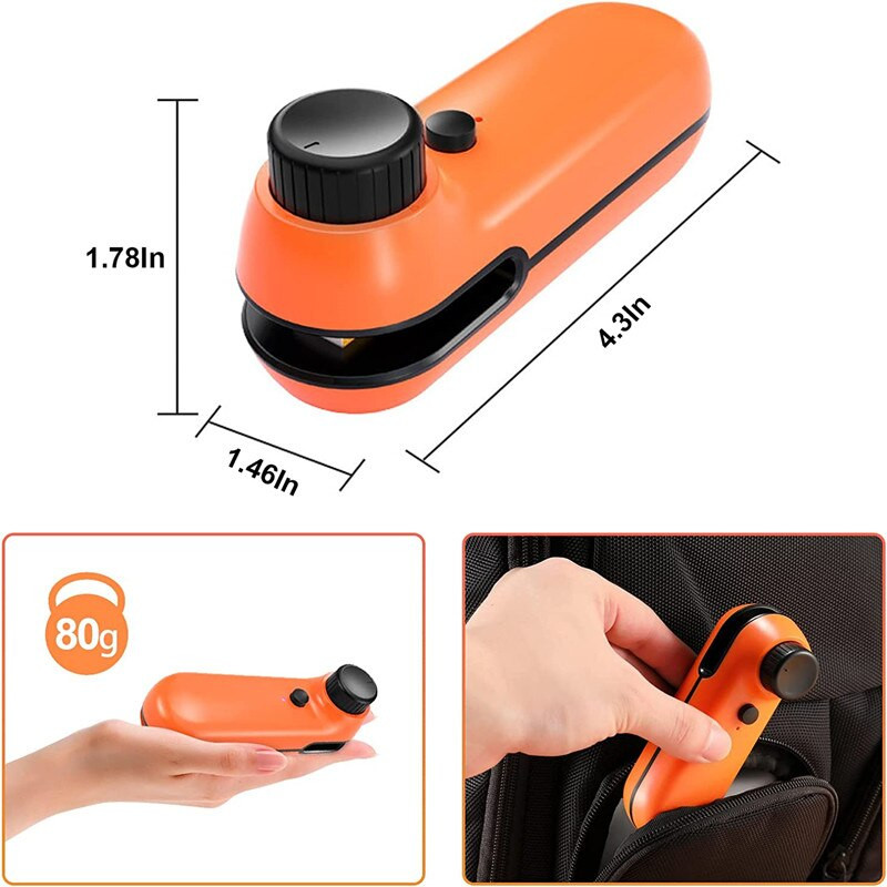 Kućni mini uređaj za toplinsko pakiranje 2 u 1, punjivi USB uređaj za zatvaranje vrećica za hranu s nožem, prijenosni uređaj za pakiranje grickalica, kuhinjski dodaci