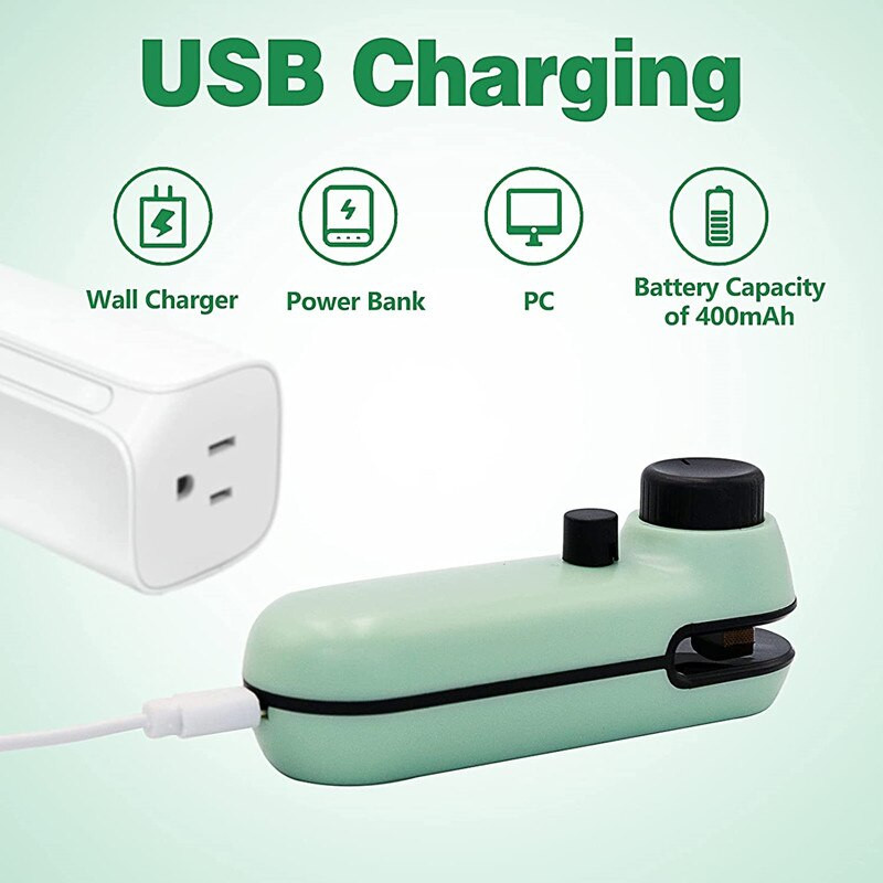 Kućni mini uređaj za toplinsko pakiranje 2 u 1, punjivi USB uređaj za zatvaranje vrećica za hranu s nožem, prijenosni uređaj za pakiranje grickalica, kuhinjski dodaci