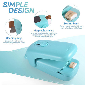 2 σε 1 Mini Slide Heat Sealer Portable Capper Food Saver Οικιακή φορητή μηχανή συσκευασίας σφράγισης για διάφορες πλαστικές σακούλες