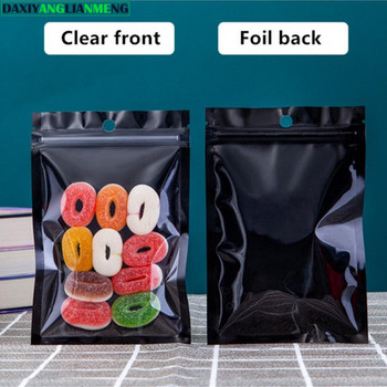 100 τμχ επανασφραγιζόμενες επίπεδες διαφανείς μπροστινές πλαστικές τσάντες κρεμαστές Κουμπί σνακ μπαταρίας σχοινί κεφαλής βλεφαρίδες για νύχια ομορφιάς θήκες συσκευασίας