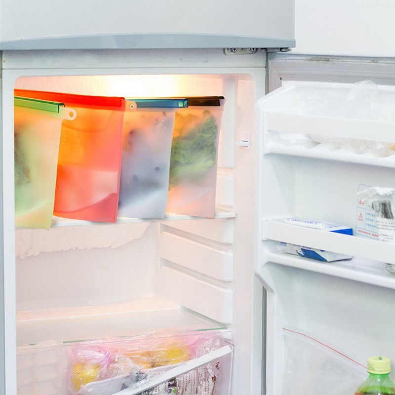 2 ks 1000ml silikónové vrecko na čerstvé potraviny, vákuovo uzavreté nádoby na skladovanie potravín, chladnička, mlieko, ovocie a mäso, organizér, opakovane použiteľné kuchynské náradie