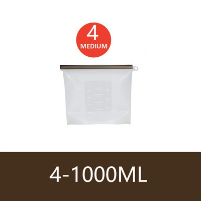 Daugkartinis silikoninis maisto laikymo maišelis 1000 ml 1500 ml virtuvės silikoninis laikymo maišelis Eco Ziplock Seal šaldiklio maišelis švieži maišeliai