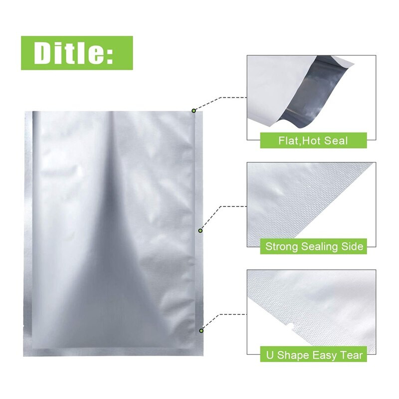 25 bucăți, 3 dimensiuni, pungi din folie de aluminiu Mylar, saci de folie plate termoetanșate pungi de depozitare pungi pentru alimente cafea ceai boabe