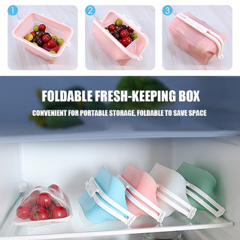 Επαναχρησιμοποιήσιμο κουτί αποθήκευσης τροφίμων σιλικόνης Φρέσκο διατήρηση φρούτων λαχανικών Crisper Πτυσσόμενη τσάντα αποθήκευσης Ψυγείο Θέρμανση φούρνου μικροκυμάτων