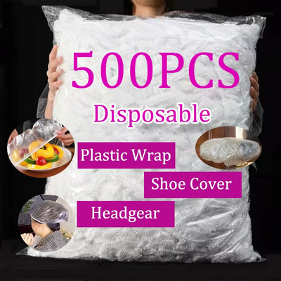C2 ühekordselt kasutatav toidukate Elastne plastümbris Toidukvaliteediga kaaned Kingakate dušš peakatted Kausid Mütsid Toit Värske säästukott Tolm