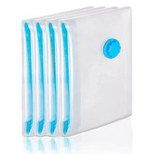 Vákuové úložné vrecká, balenie 4 kusov, s dvojitým zipsom, opakovane použiteľné na paplóny, posteľnú bielizeň, vankúše, oblečenie, prikrývky, svetre a prikrývky.