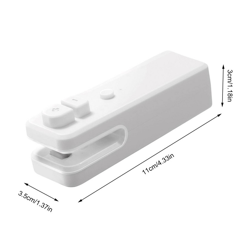 Tesniaca zariadenie na čipsové vrecko, nabíjateľná USB tepelná tesniaca zariadenie s rezačkou, nastaviteľná 2 v 1 tepelná tesniaca zariadenie a rezačka, mini uzatvárateľ potravín do kuchyne