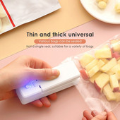 2 v 1 USB nabíjateľné mini klipy na vrecká, tepelné tesniace zariadenia s rezacím nožom, nabíjateľné prenosné tesniace zariadenie na skladovanie potravín v plastových vreckách
