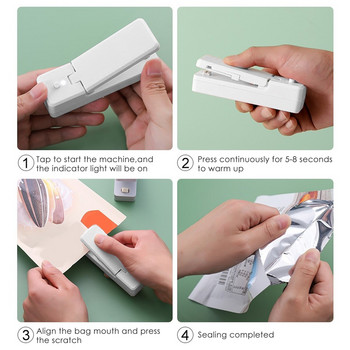 2 ΣΕ 1 USB Φορτιζόμενα κλιπ για μίνι σακούλες Θερμοκολλητικά με μαχαίρι κοπής Επαναφορτιζόμενη φορητή σφραγίδα για πλαστική σακούλα αποθήκευση τροφίμων