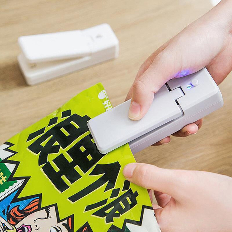 2 U 1 USB punjivi mini zatvarač vrećica Toplinski zatvarači s nožem za rezanje Punjivi prijenosni zatvarač za plastične vrećice za pohranu hrane
