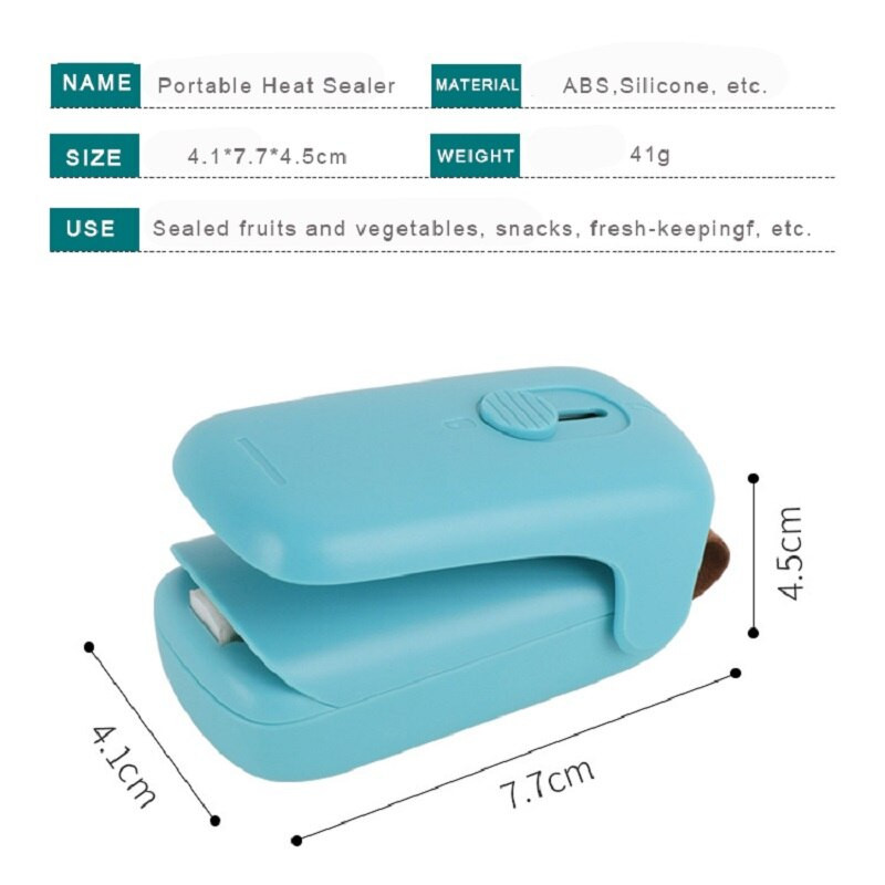 Greitas peilio kaitinimo sandarinimas dvejopo naudojimo nešiojamasis aparatas plastikinis maišelis Mini sandariklis maisto užkandžių laikymo pakuotės gnybtai virtuvės įtaisas