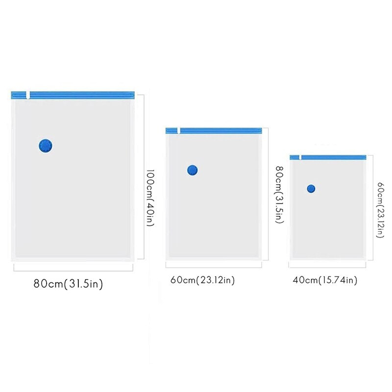 Vákuumos tárolótáskák 6 db-os csomag, Dupla cipzáros tömítés, újrafelhasználható paplanokhoz, ágyneműkhöz, párnákhoz, ruhákhoz, paplanokhoz, pulóverekhez, paplanokhoz