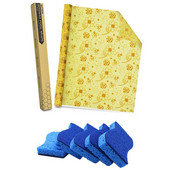 Rulă de ambalaj alimentară din ceară de albine Folie de albine reutilizabilă cu 12 pachete de perie de spălat vase burete din bumbac Kapok