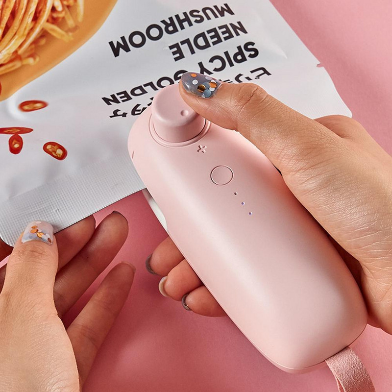 Nešiojami maišelių spaustukai elektrinis šildymas plastikinių maišelių sandarinimas pakavimo kamštelis USB aparatas plastikinis maisto impulsiniam vakuuminiam sandarikliui