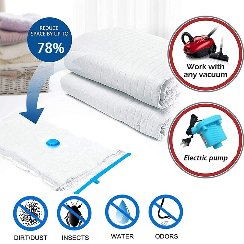 Saci de depozitare în vid, pachet de 4, sigiliu cu fermoar dublu reutilizabil pentru pilote, lenjerie de pat, perne, haine, pilote, pulover, plapușe