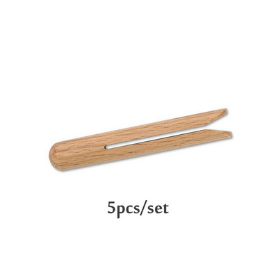 5 vnt buko medienos laikymo maišelio spaustukai, sandarinimo spaustukai maisto spaustukai, užkandžių šviežių maisto produktų virtuvės įrankis užkandžiams sausainiams