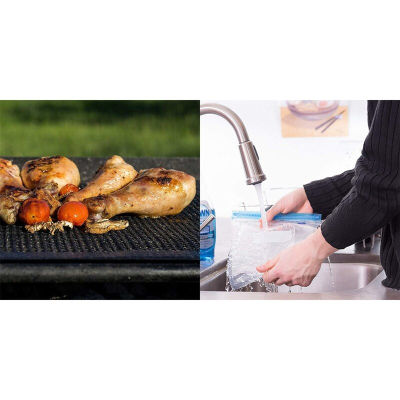 Grilă pentru grătar Covoraș cu plasă antiaderență Covorașă pentru grătar Plasă de copt reutilizabilă cu 30 de pungi reutilizabile Sous Vide