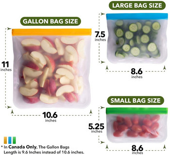 12 τμχ επαναχρησιμοποιούμενες σακούλες αποθήκευσης τροφίμων Επίπεδες σακούλες κατάψυξης γαλόνι στεγανές σακούλες σάντουιτς κατηγορίας σνακ Τσάντα μεσημεριανού γεύματος για λαχανικά με βάση το κρέας
