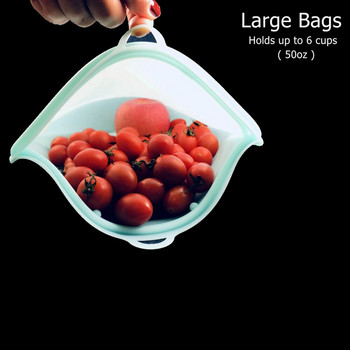 Σακούλα τροφίμων σιλικόνης επαναχρησιμοποιήσιμη στεγανή τσάντα αποθήκευσης Σνακ 500ml/1000ml/1500ml Σνακ σιλικόνης φρέσκια τσάντα τροφίμων