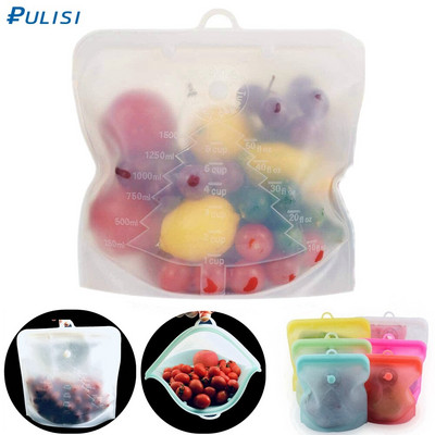 Silikoninis maisto maišelis Daugkartinis sandarus laikymo maišelis Maistui tinkamas silikoninis šviežias maišelis maisto šaldiklio užkandžiai 500 ml / 1000 ml / 1500 ml talpyklos