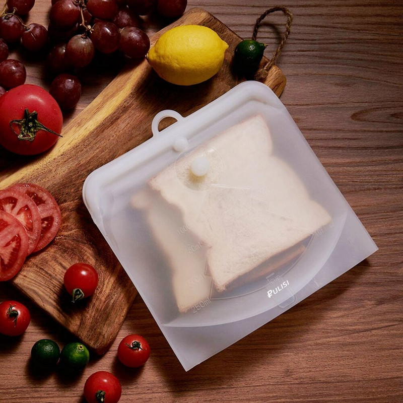 Silikónové vrecko na potraviny, opakovane použiteľné nepriepustné úložné vrecko, silikónové vrecko na potraviny, mraznička, občerstvenie 500 ml/1000 ml/1500 ml