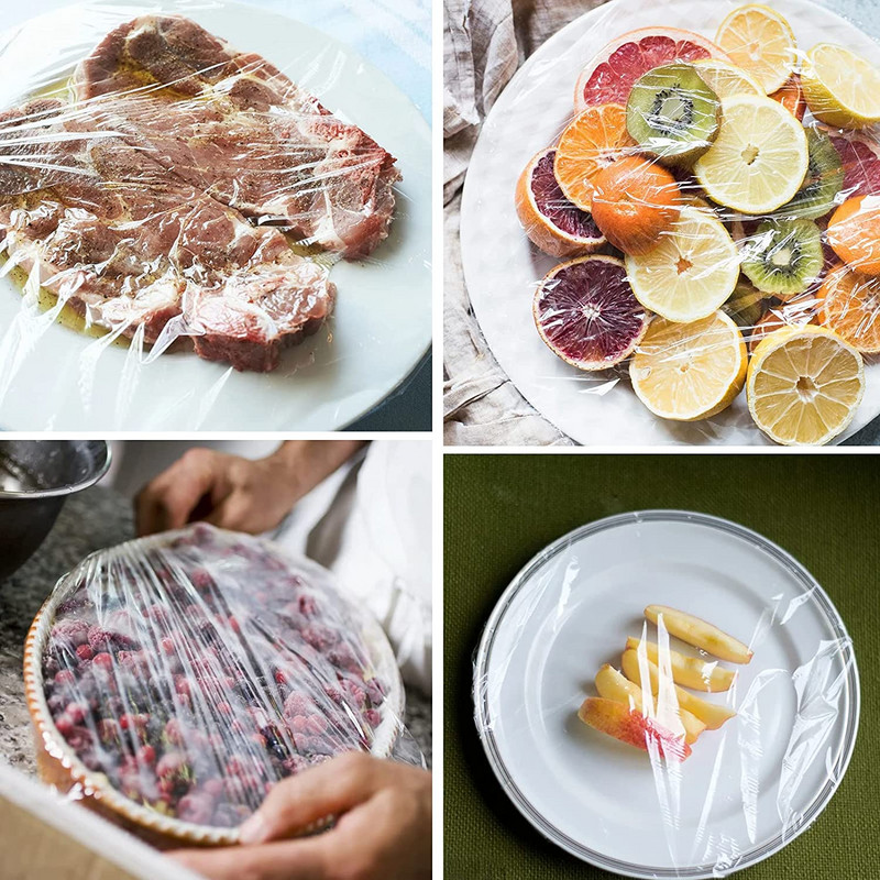 Ühekordsed toidukatted Korduvkasutatavad elastsed värske toidu säilituskatted Stretch Wrap kaussi nõude toidukate Värsked säilituskotid tolmu