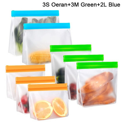 3-veľké opakovane použiteľné stojace úložné vrecká na potraviny, sada nepriepustných PEVA zipsových mraziacich vreciek, uzatvárateľných vreciek na potraviny, organizér do kuchyne s obedovým boxom, bez BPA